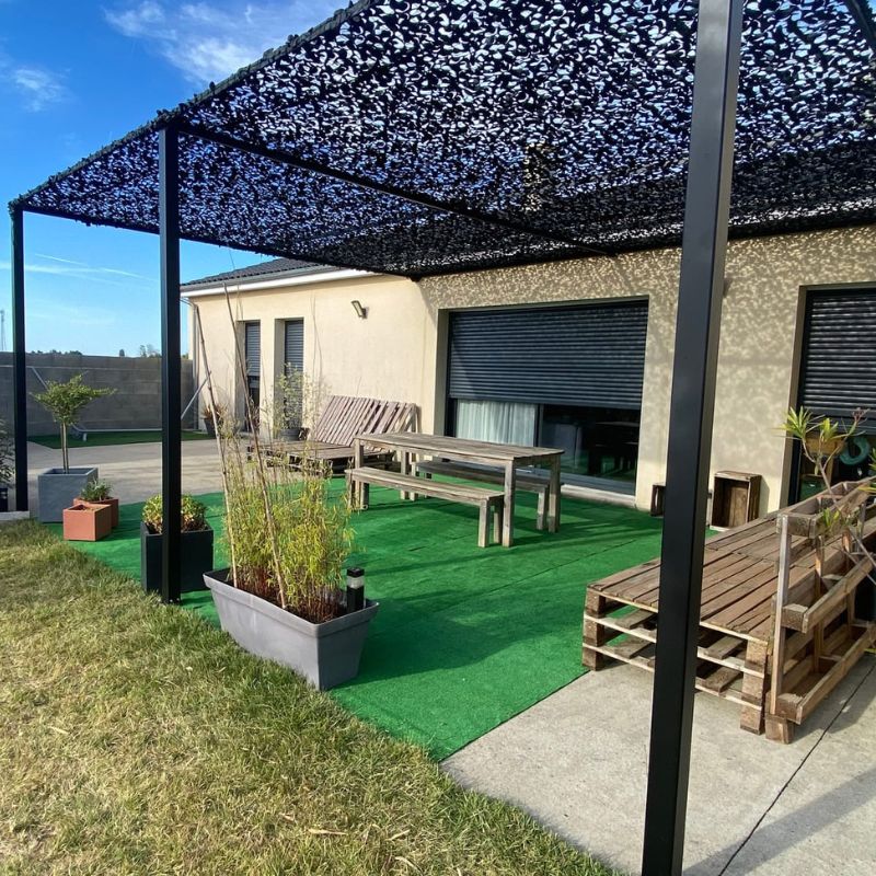 Voile d'ombrage camouflage noir