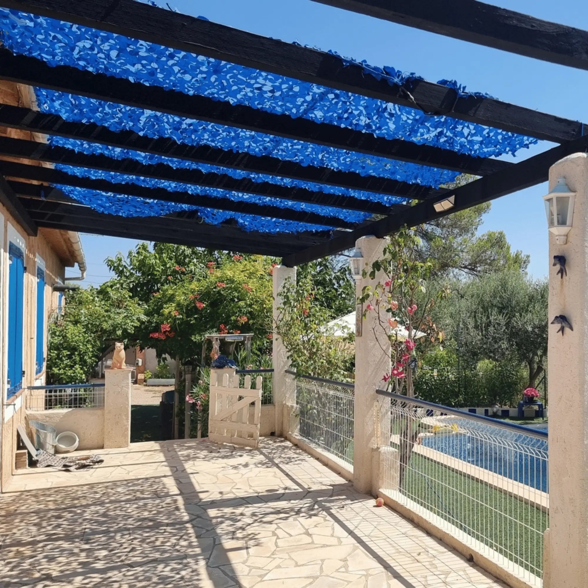 Voile d'ombrage camouflage bleu