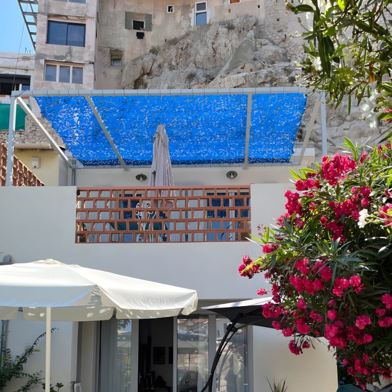 Voile d'ombrage camouflage bleu