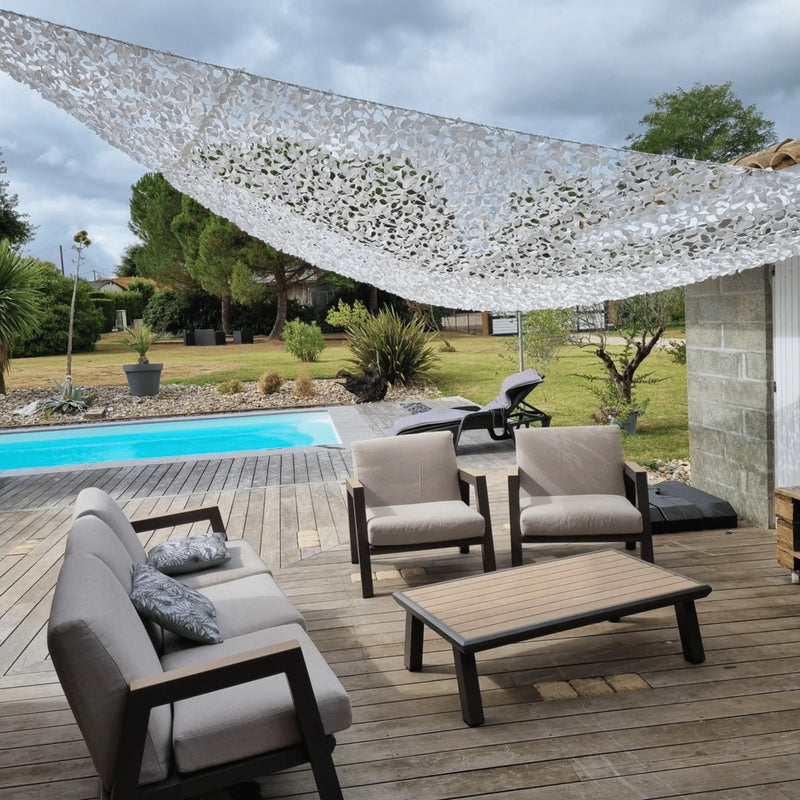 Voile d'ombrage camouflage triangulaire blanc