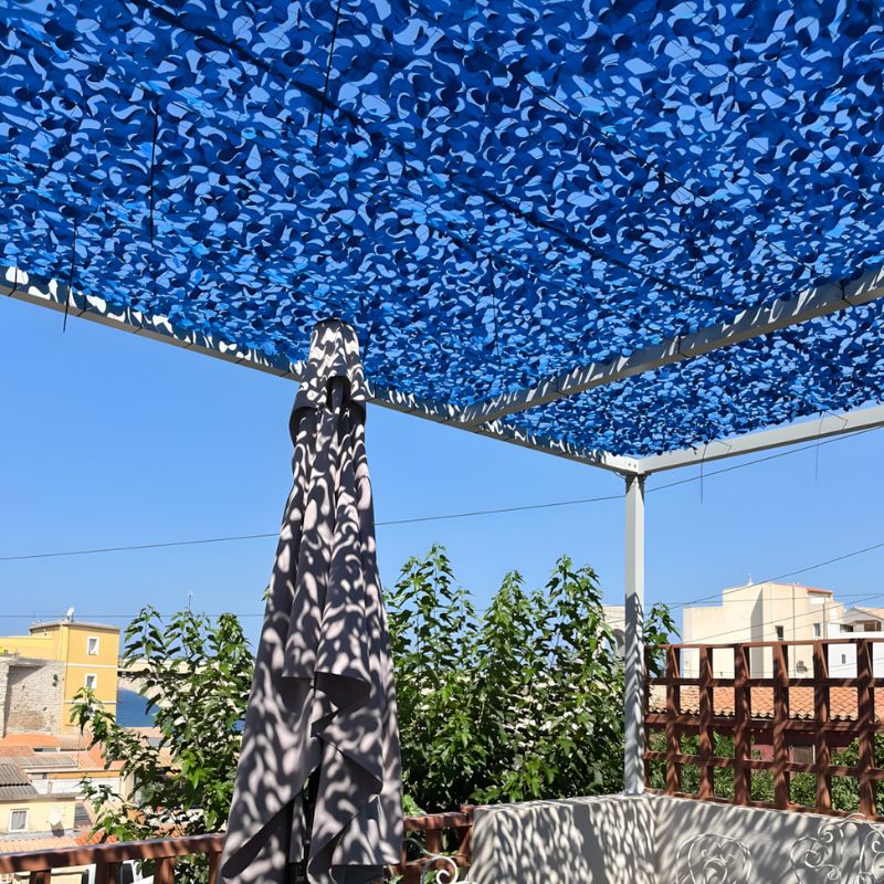 Voile d'ombrage camouflage bleu