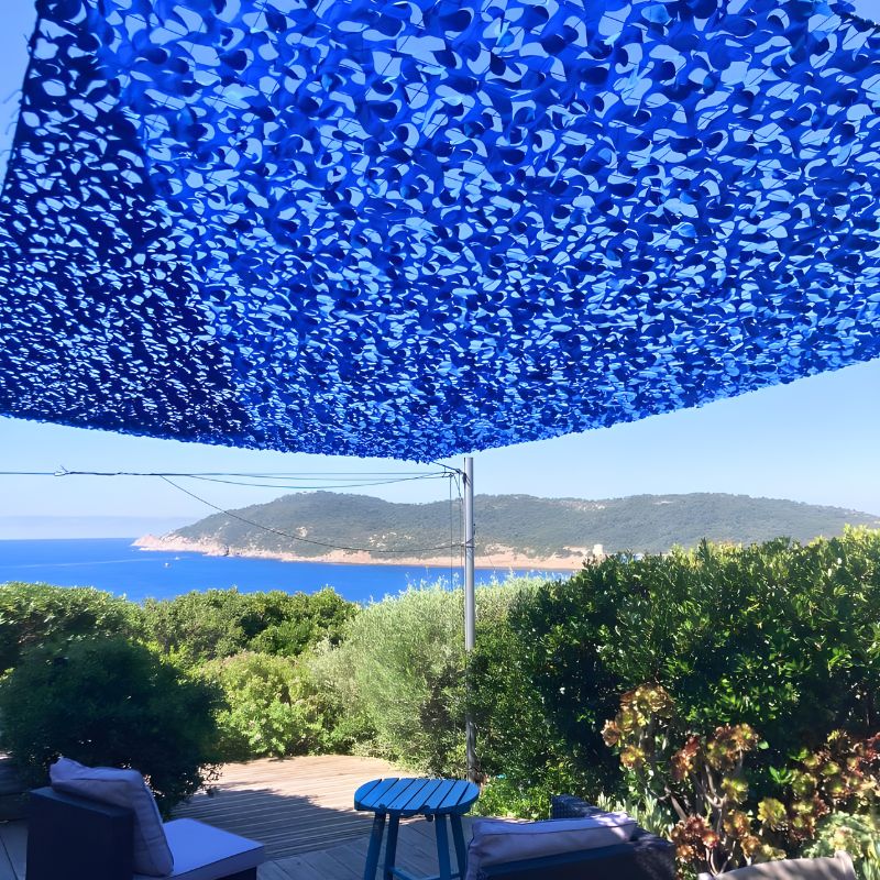 Voile d'ombrage camouflage bleu