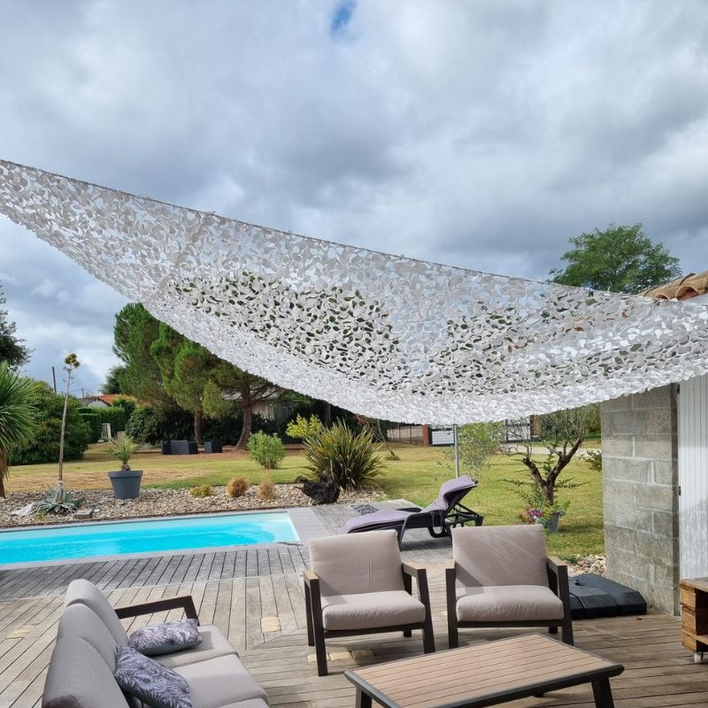 Voile d'ombrage camouflage triangulaire blanc