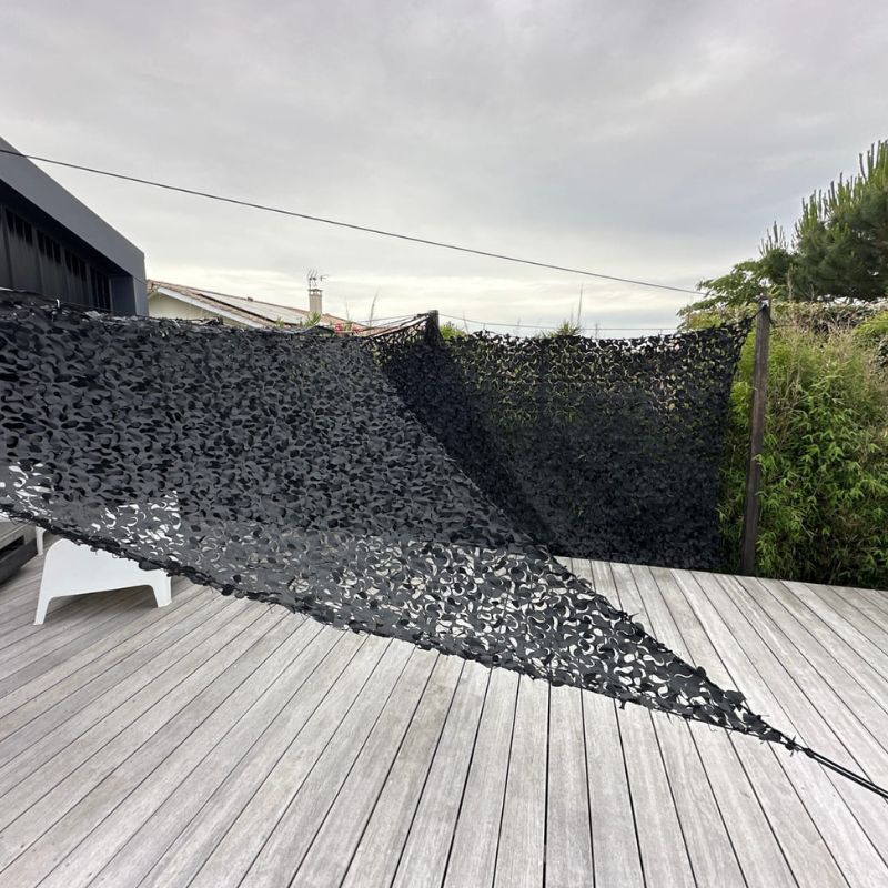 Voile d'ombrage camouflage triangulaire noir