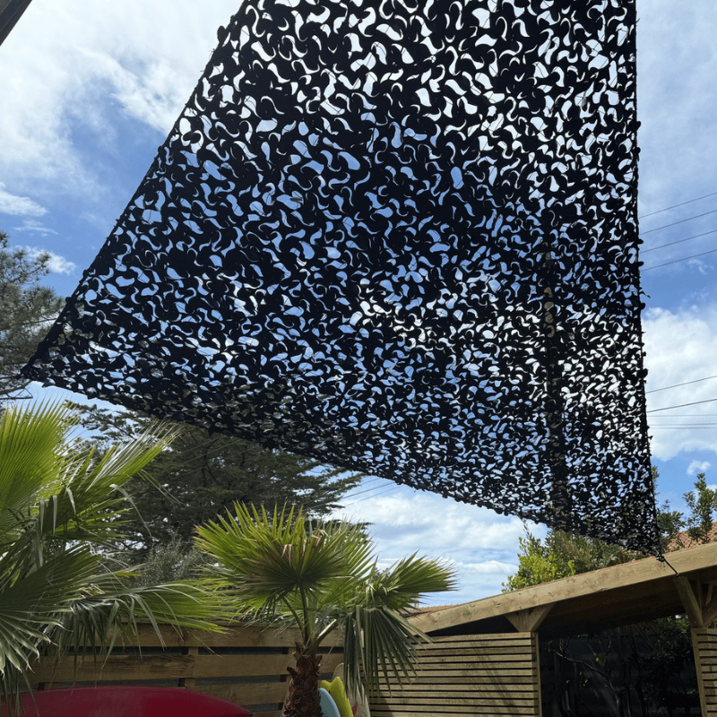 Voile d'ombrage camouflage triangulaire noir