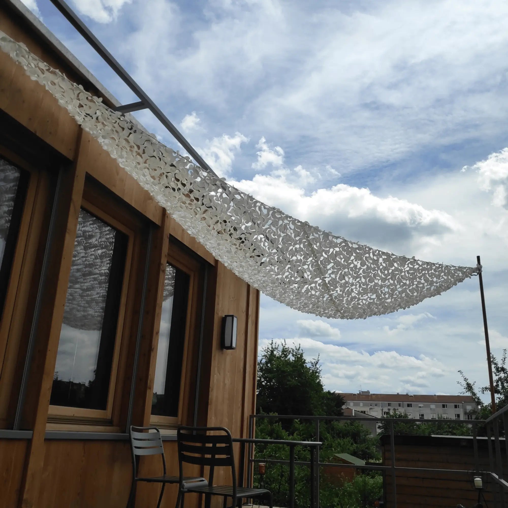 Voile d'ombrage camouflage triangulaire blanc