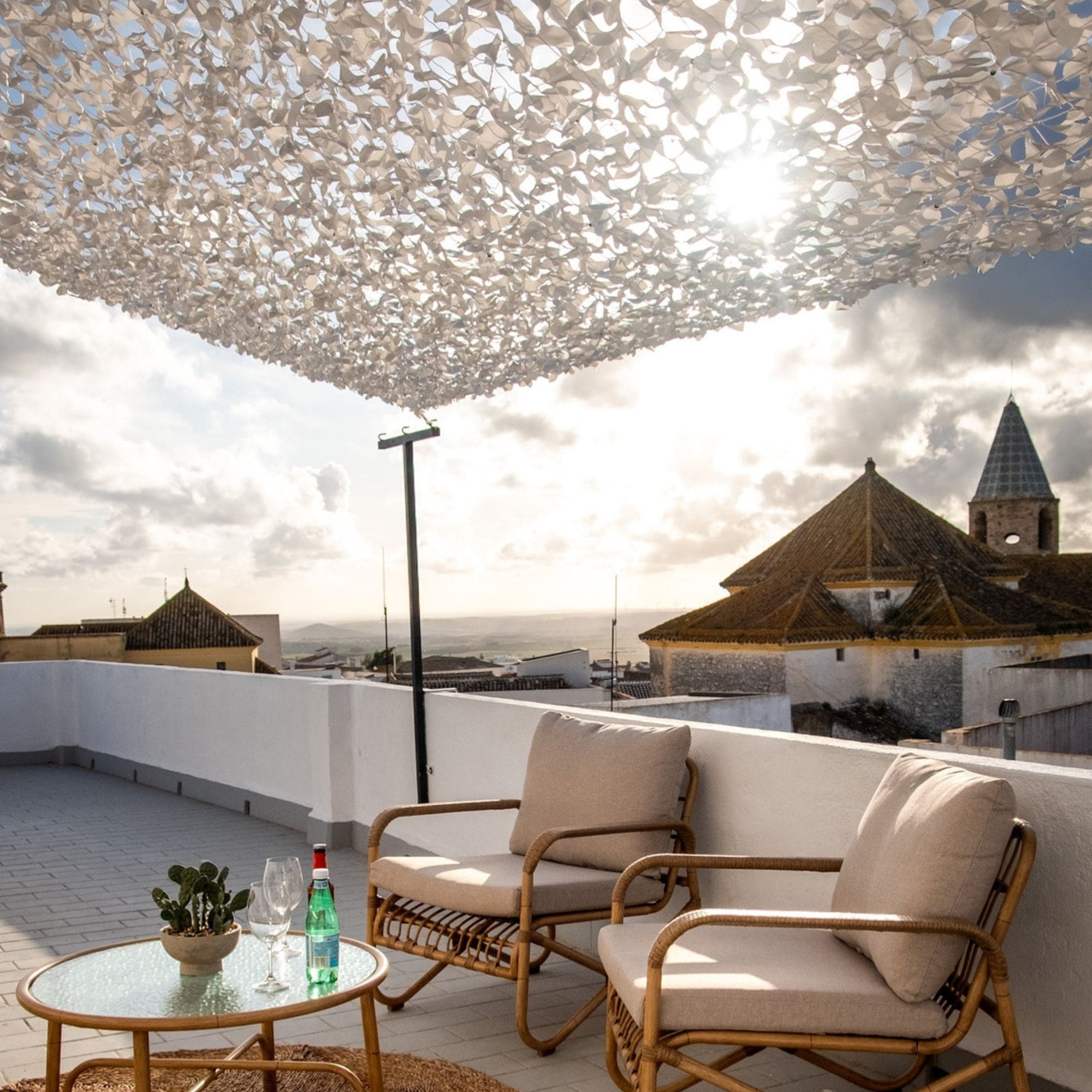 Voile d'ombrage camouflage blanc