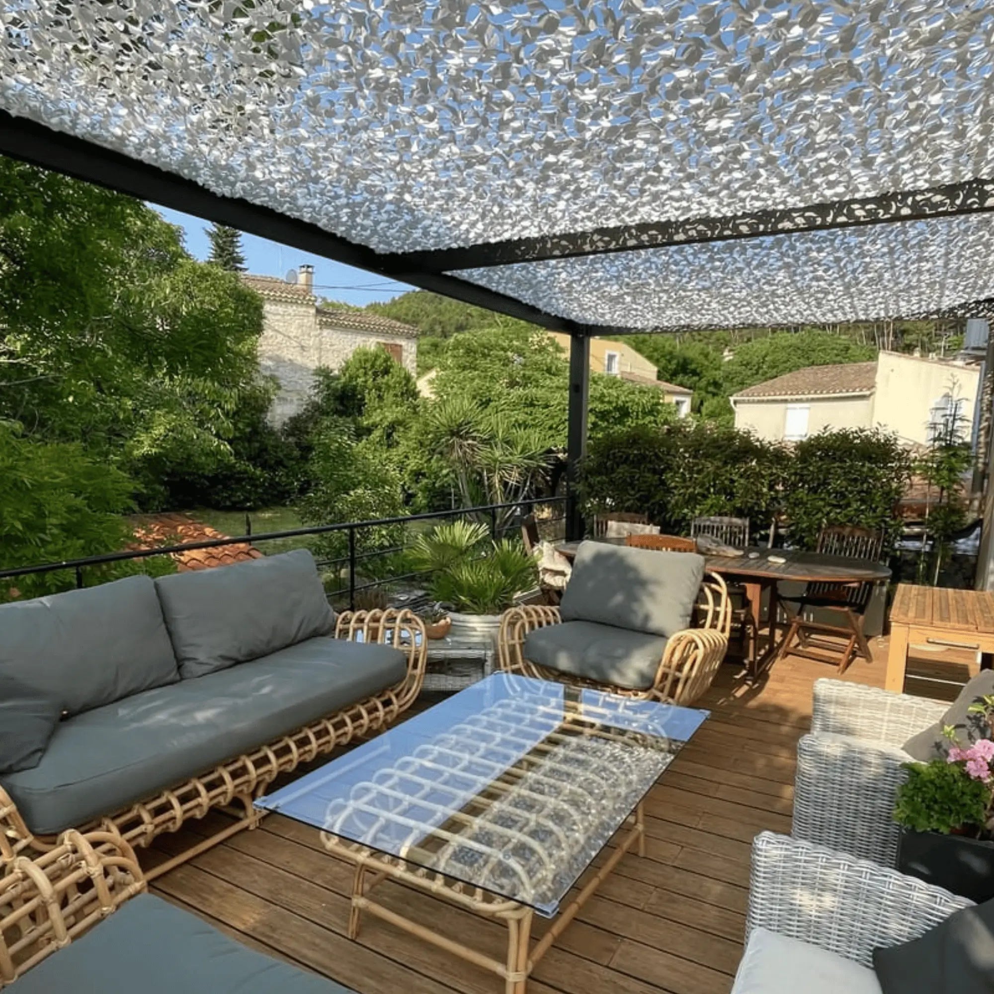 Voile d'ombrage camouflage blanc