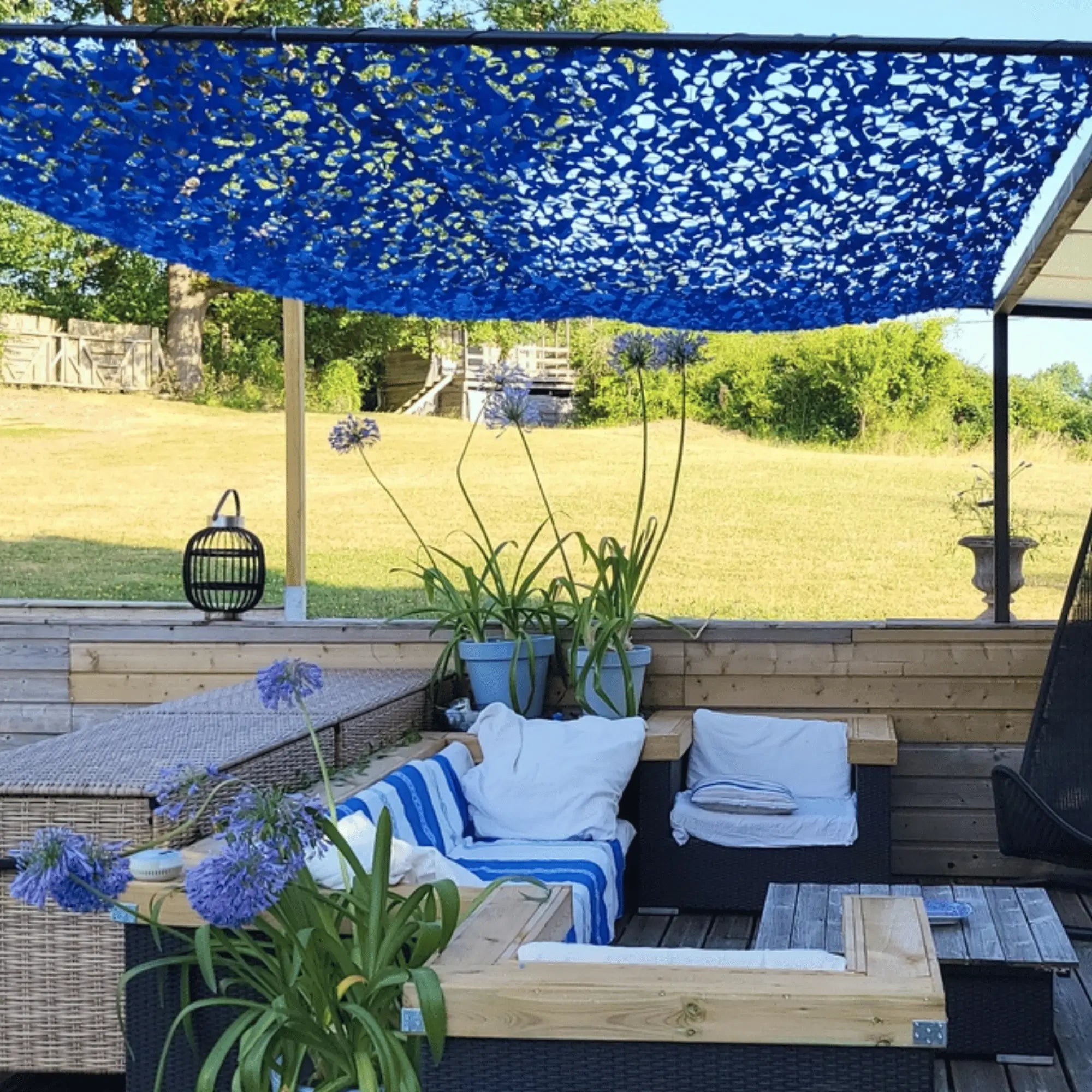 Voile d'ombrage camouflage bleu