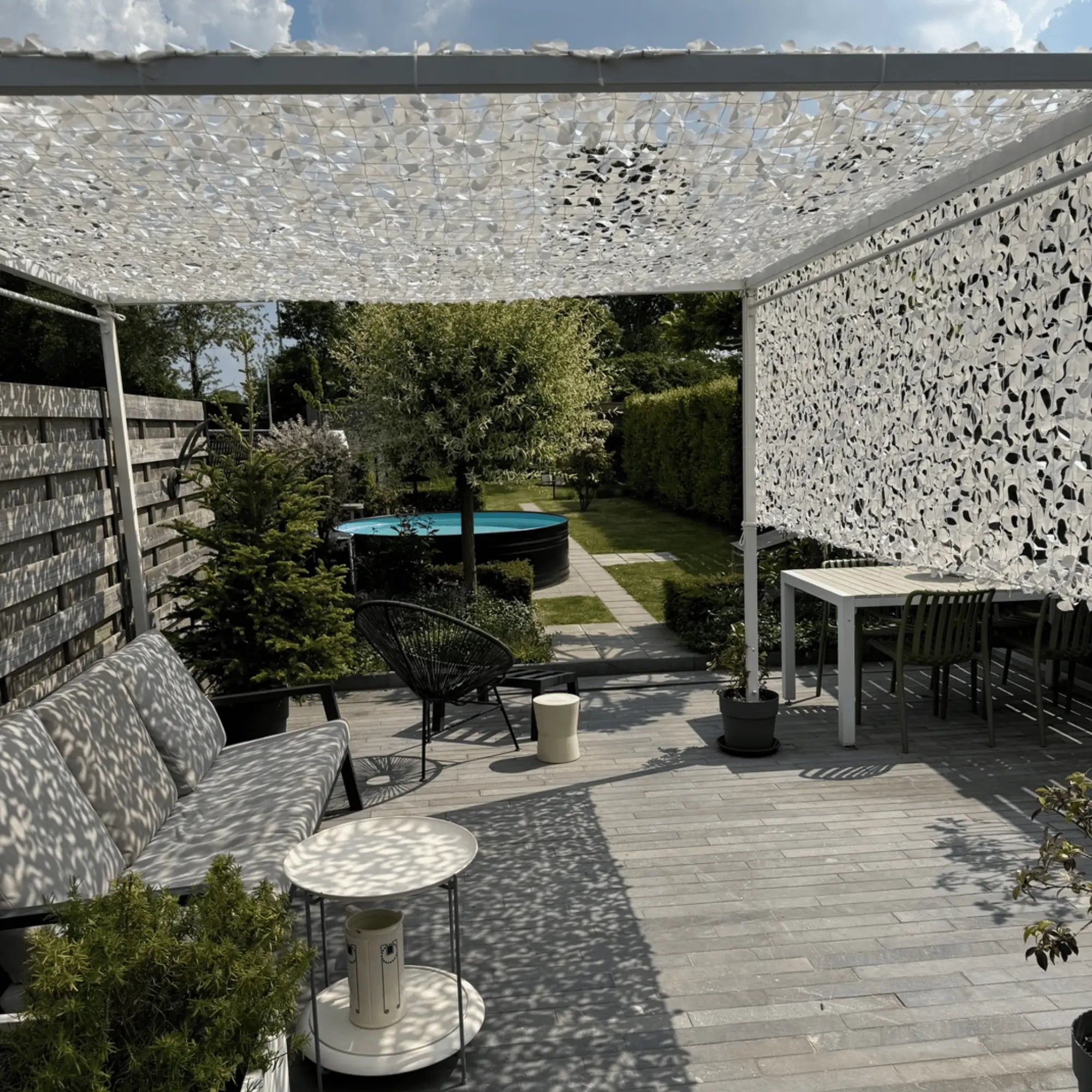 Voile d'ombrage camouflage blanc