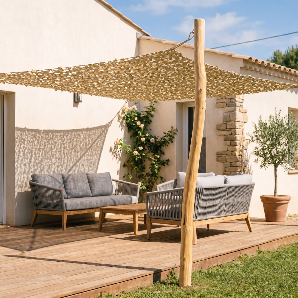 Mât en bois pour voile d'ombrage